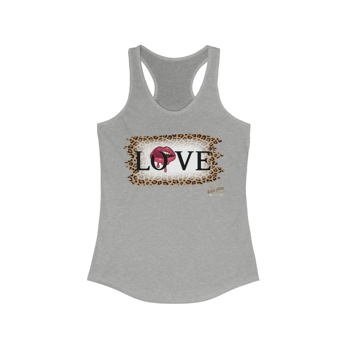 Love Leopard Racerback Tank Heather Grey