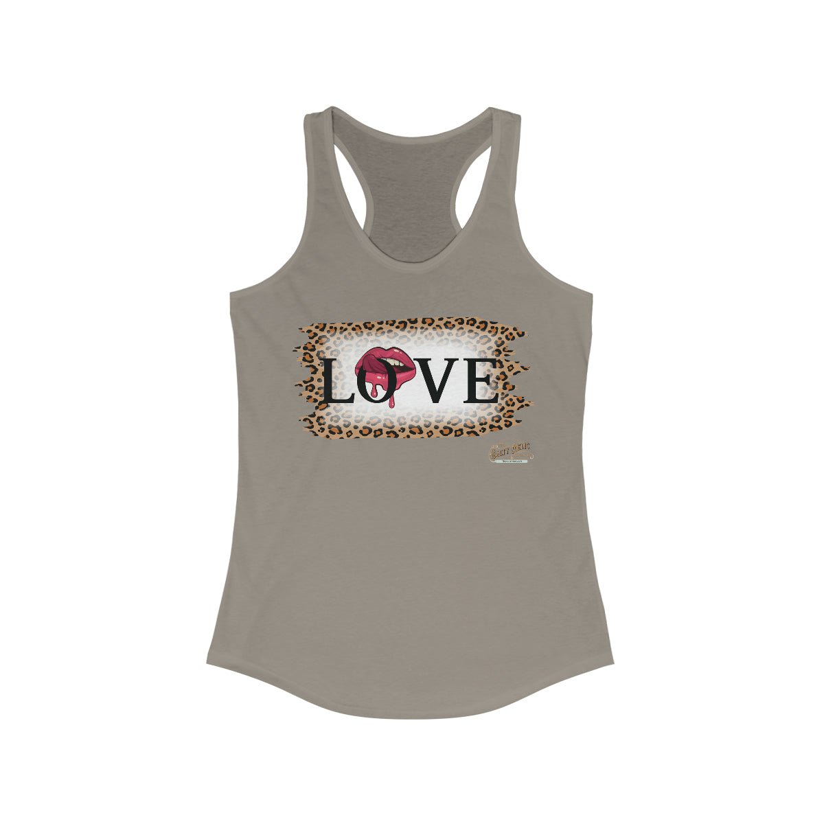 Love Leopard Racerback Tank Solid Warm Gray