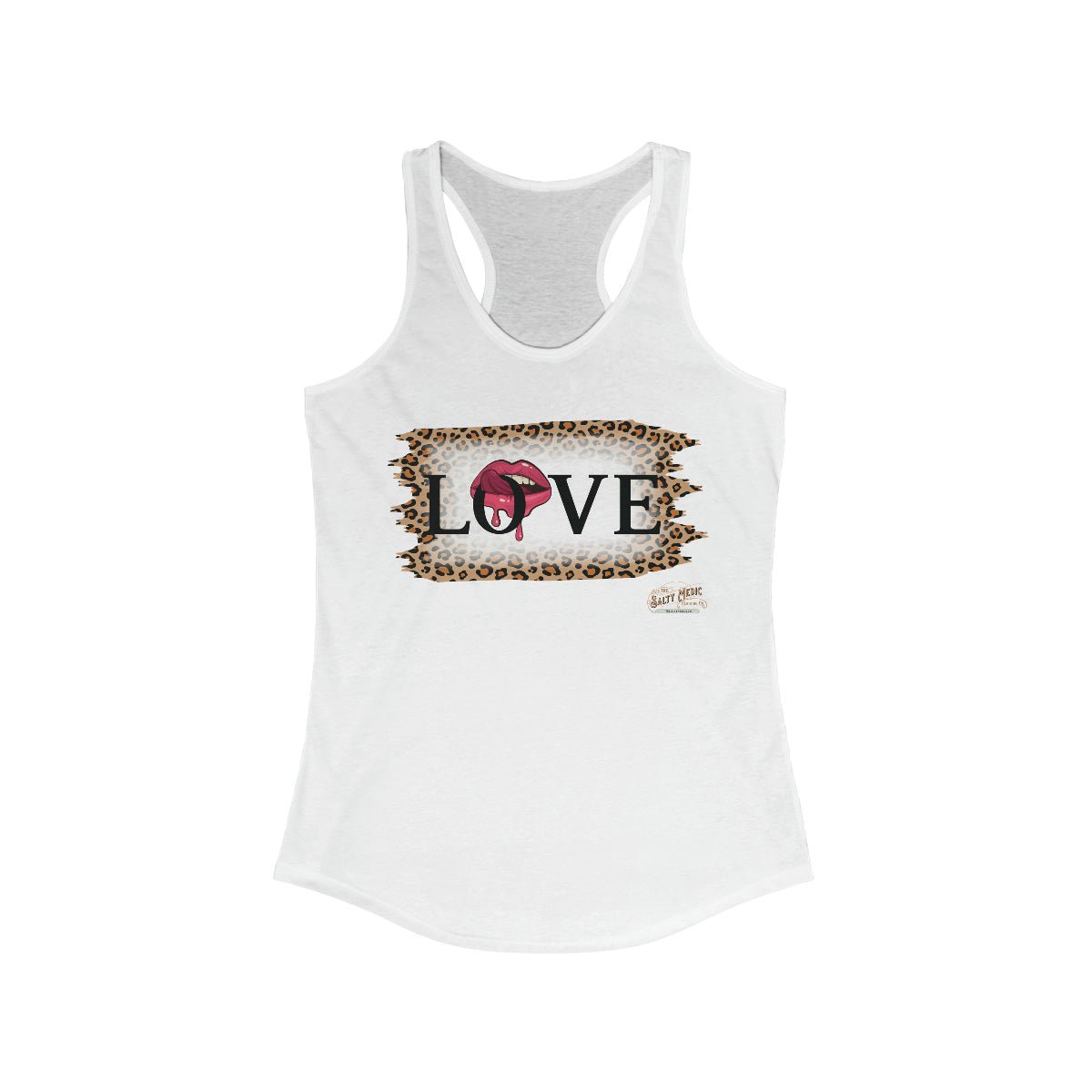 Love Leopard Racerback Tank Solid White