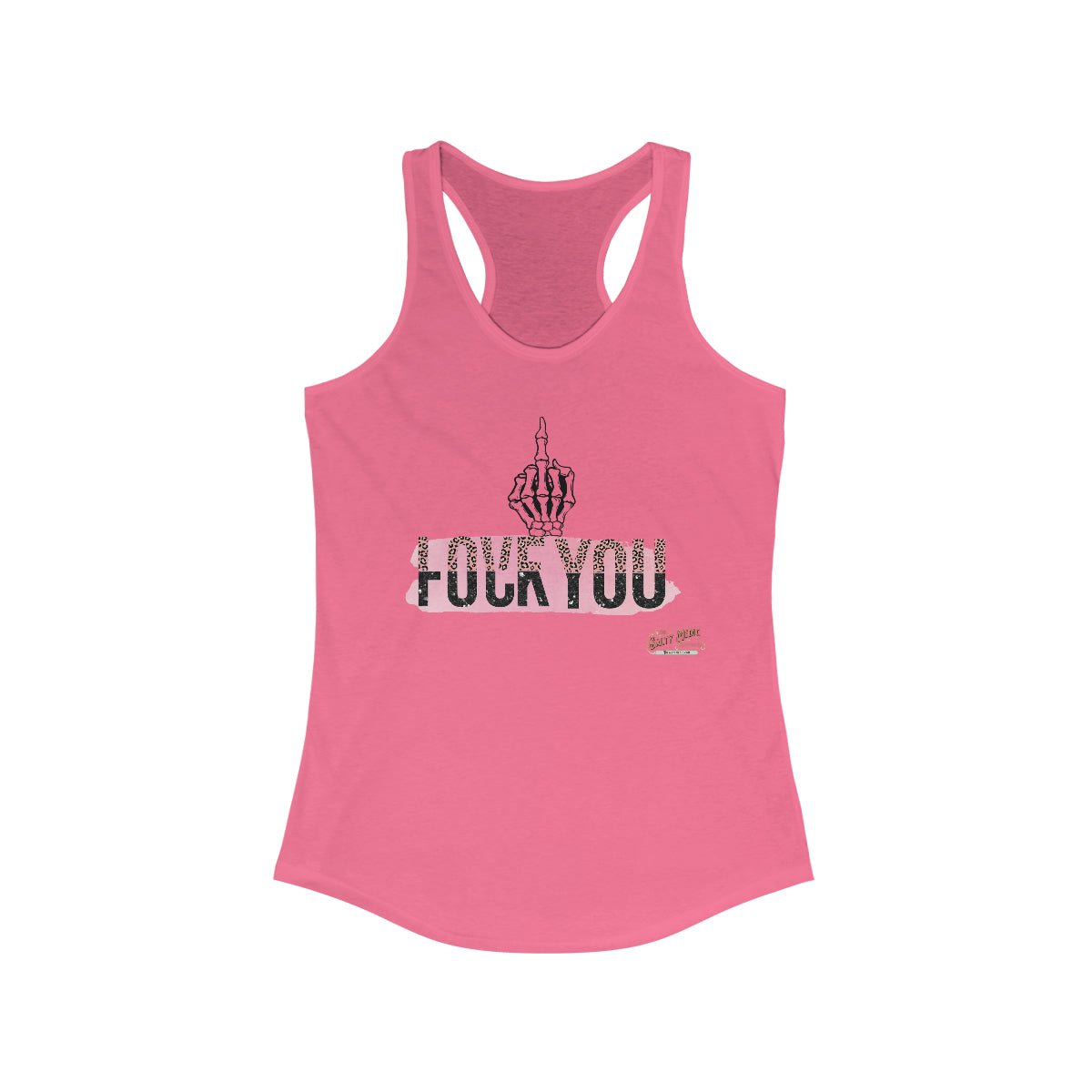 Love You, FU Racerback Tank Solid Hot Pink