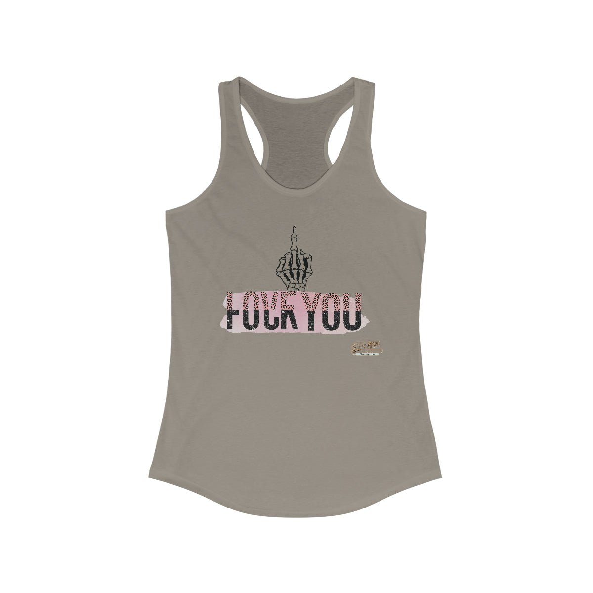 Love You, FU Racerback Tank Solid Warm Gray