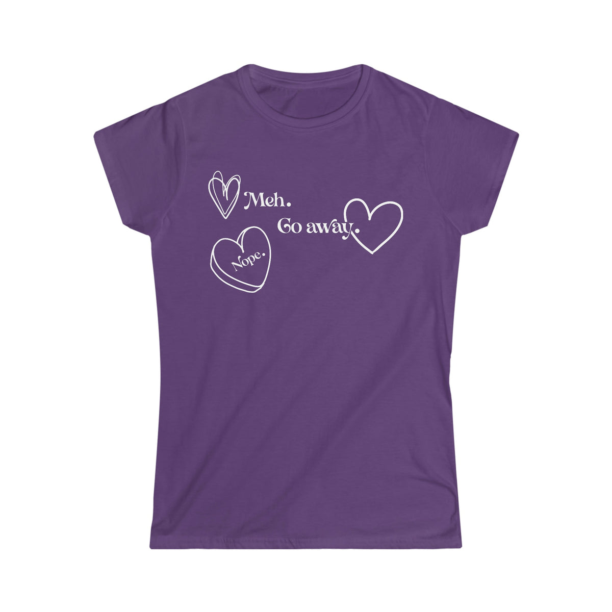 Meh, Go Away Women's Softstyle Tee Purple