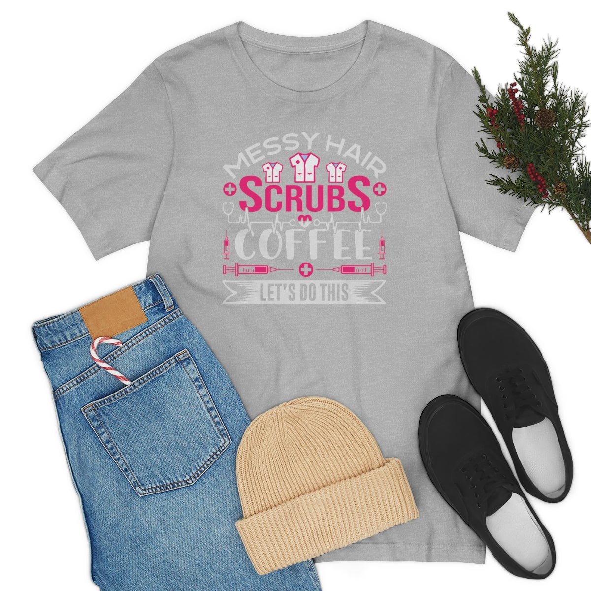 Messy hair, Scrubs and Coffee Women's Short Sleeve Tee