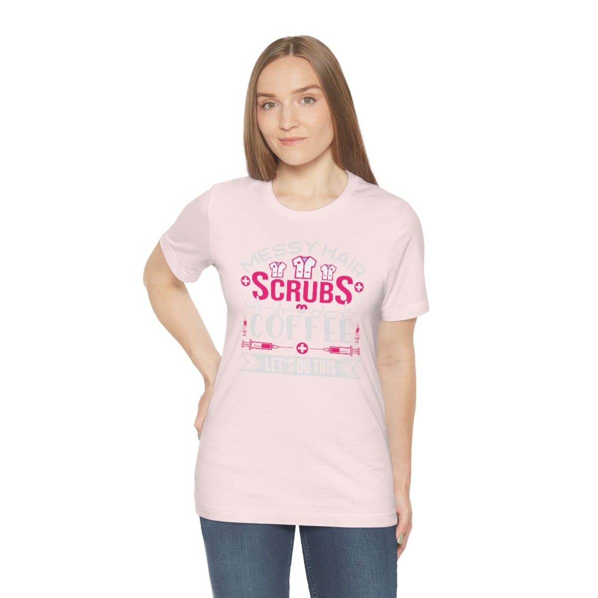 Messy hair, Scrubs and Coffee Women's Short Sleeve Tee - Salty Medic Clothing Co.