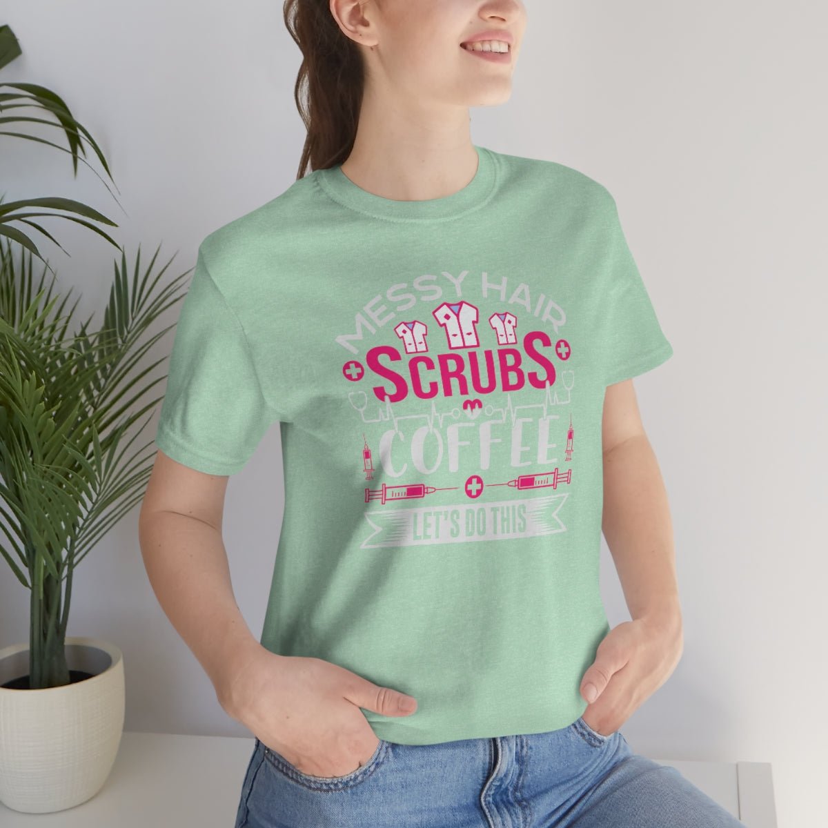 Messy hair, Scrubs and Coffee Women's Short Sleeve Tee