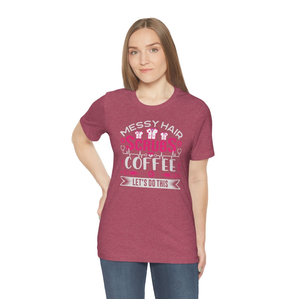 Messy hair, Scrubs and Coffee Women's Short Sleeve Tee