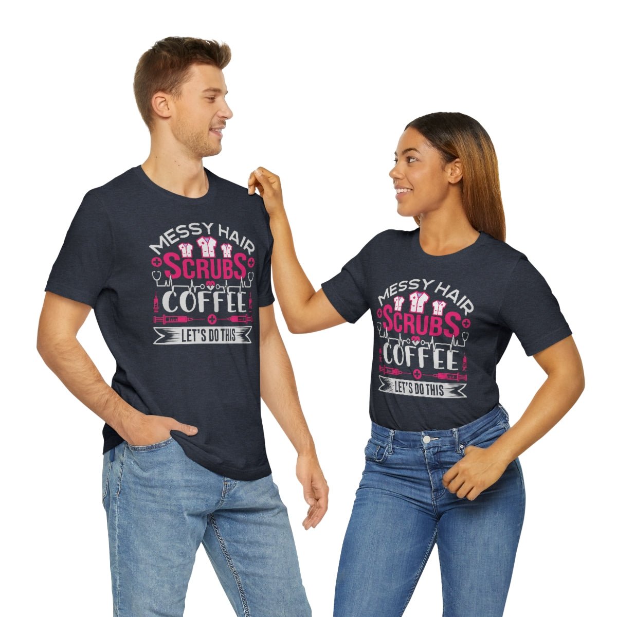 Messy hair, Scrubs and Coffee Women's Short Sleeve Tee - Salty Medic Clothing Co.