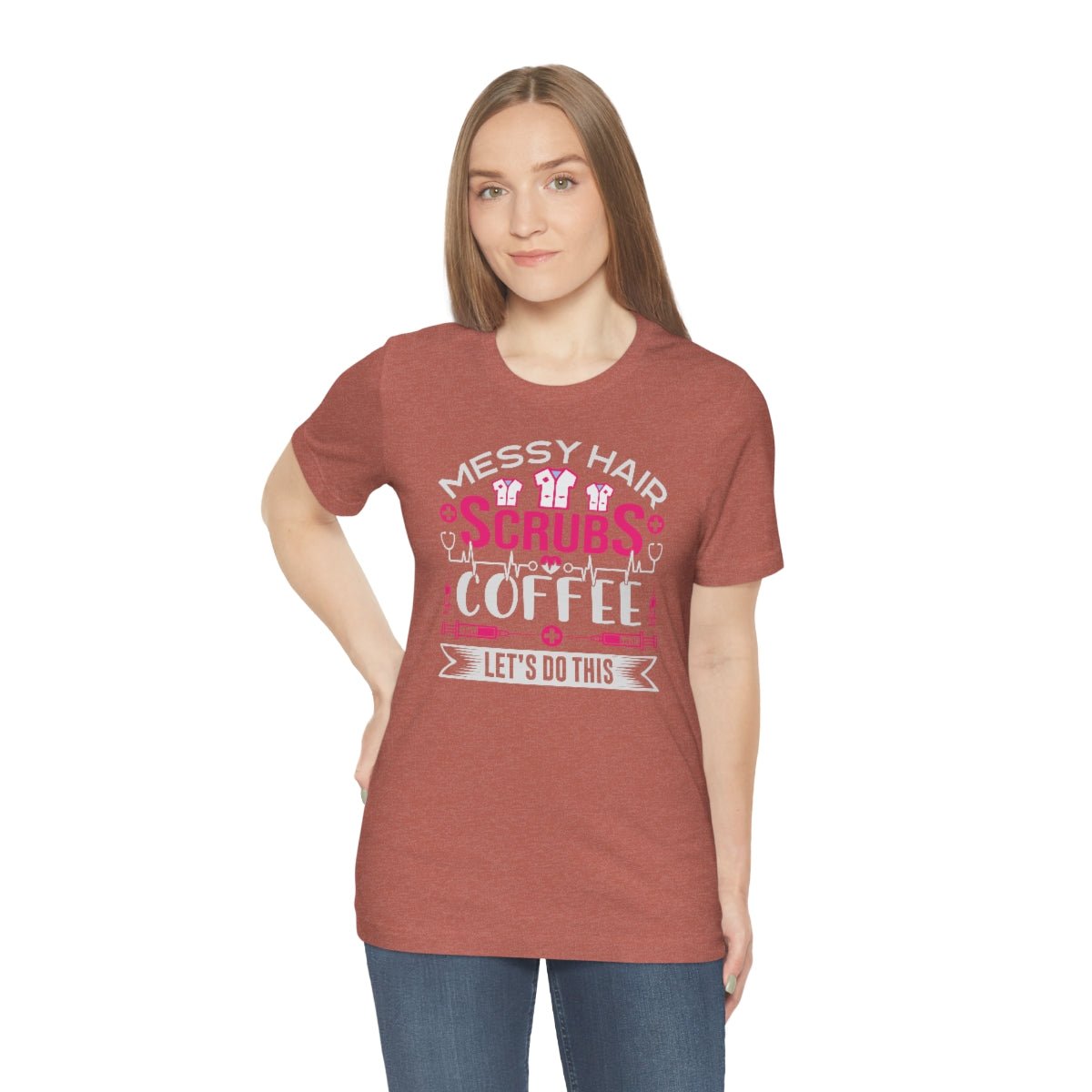 Messy hair, Scrubs and Coffee Women's Short Sleeve Tee