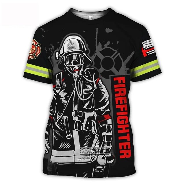 Murdered Out Firefighter 3D Print Shirt - Salty Medic Clothing Co.
