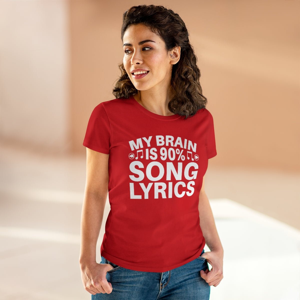 My Brain is 90% Music Lyrics Women's Midweight Cotton Tee