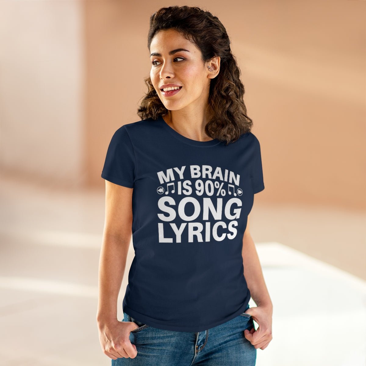 My Brain is 90% Music Lyrics Women's Midweight Cotton Tee