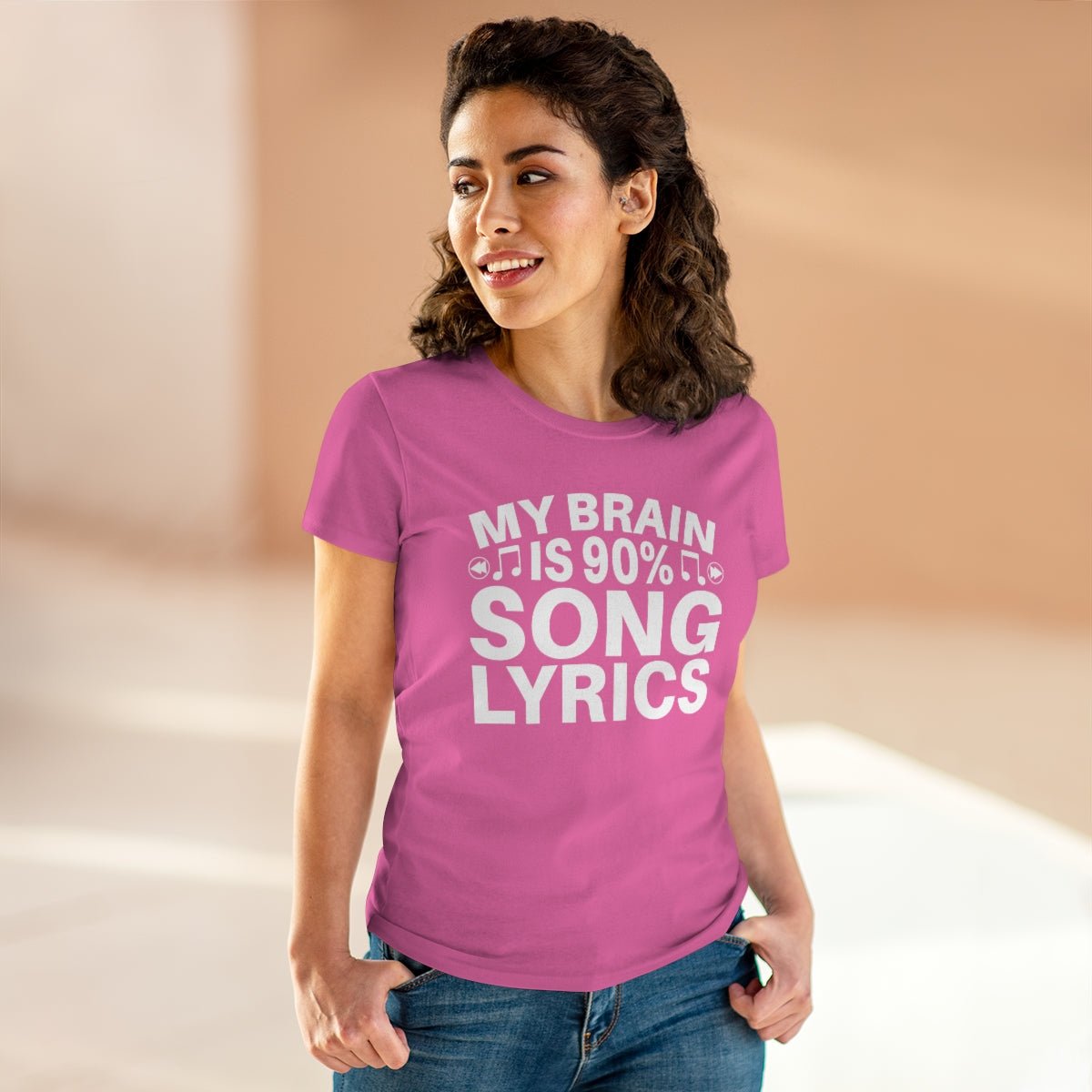 My Brain is 90% Music Lyrics Women's Midweight Cotton Tee