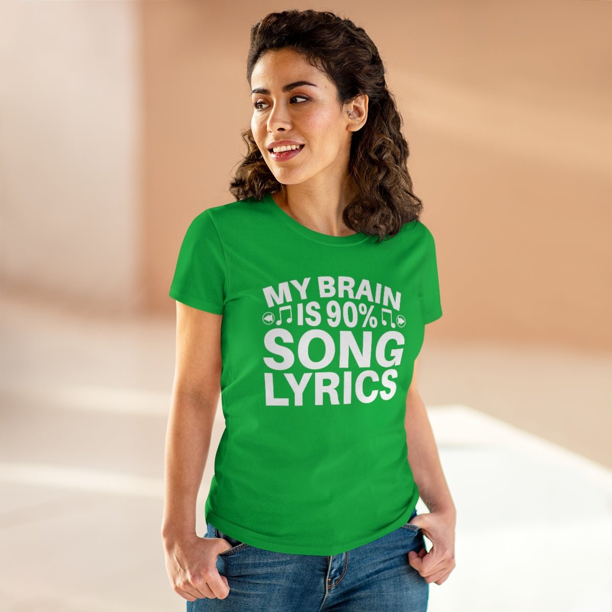 My Brain is 90% Music Lyrics Women's Midweight Cotton Tee