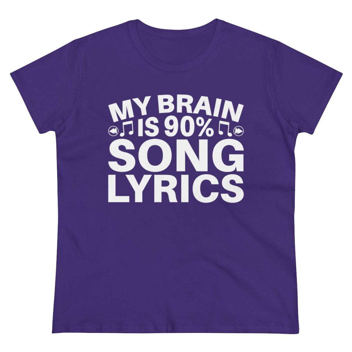 My Brain is 90% Music Lyrics Women's Midweight Cotton Tee