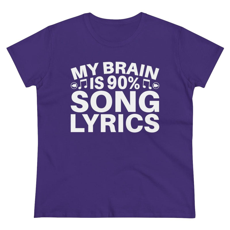 My Brain is 90% Music Lyrics Women's Midweight Cotton Tee