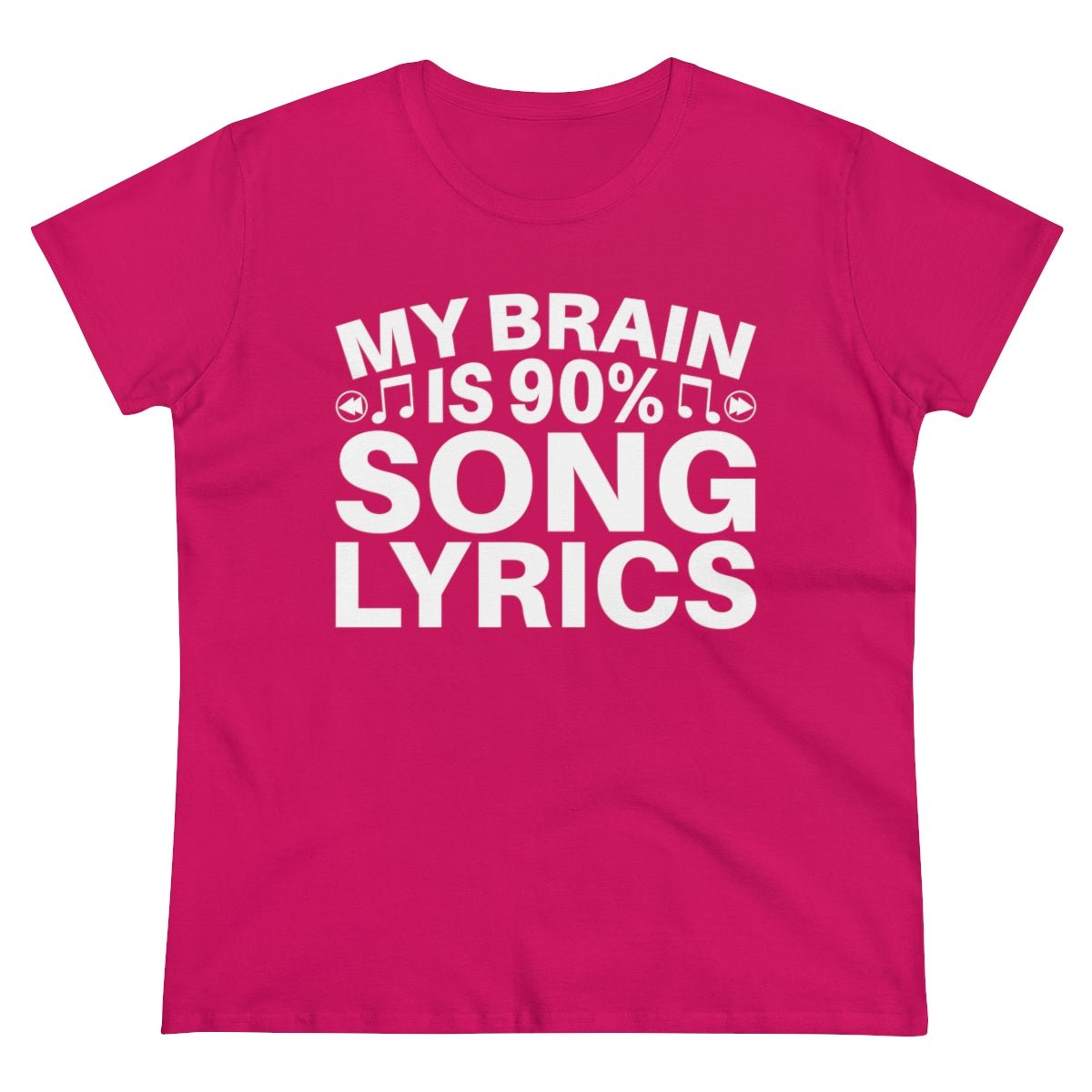 My Brain is 90% Music Lyrics Women's Midweight Cotton Tee Heliconia