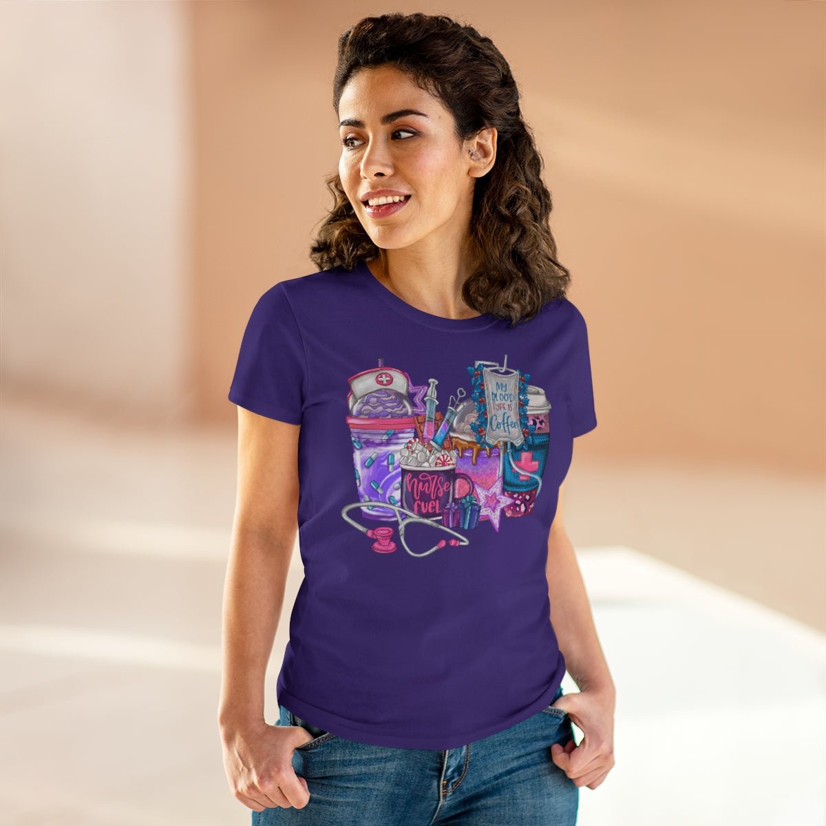 Nurse Fuel Women's Midweight Cotton Tee - Salty Medic Clothing Co.