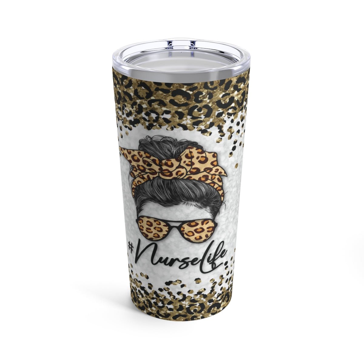 Nurse Life Messy Bun Leopard Tumbler 20oz 20oz