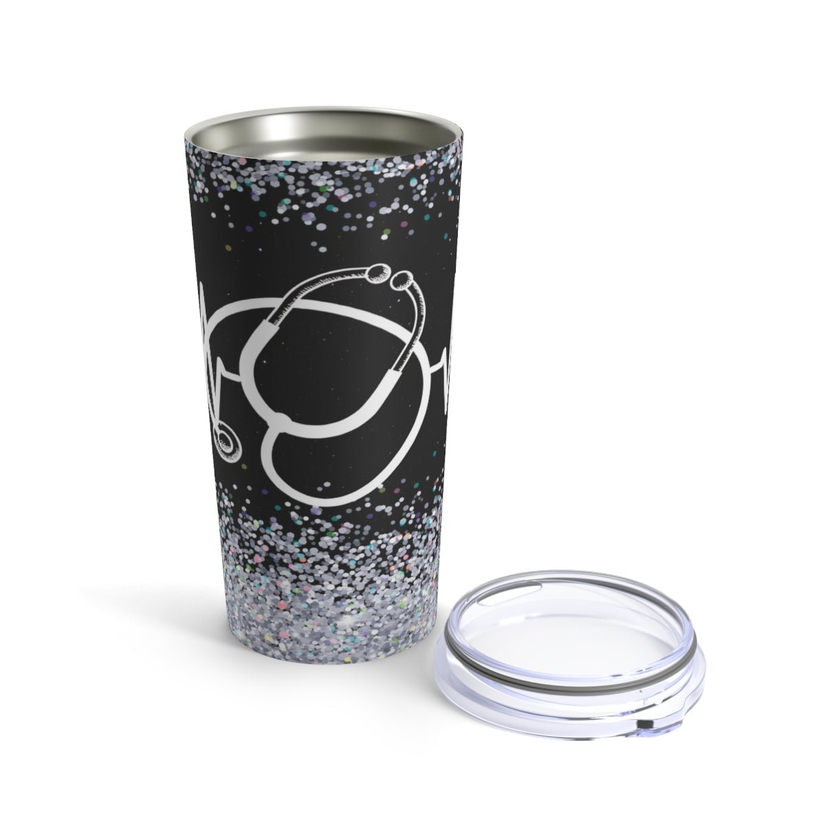 Nursing Black Glitter Tumbler 20oz