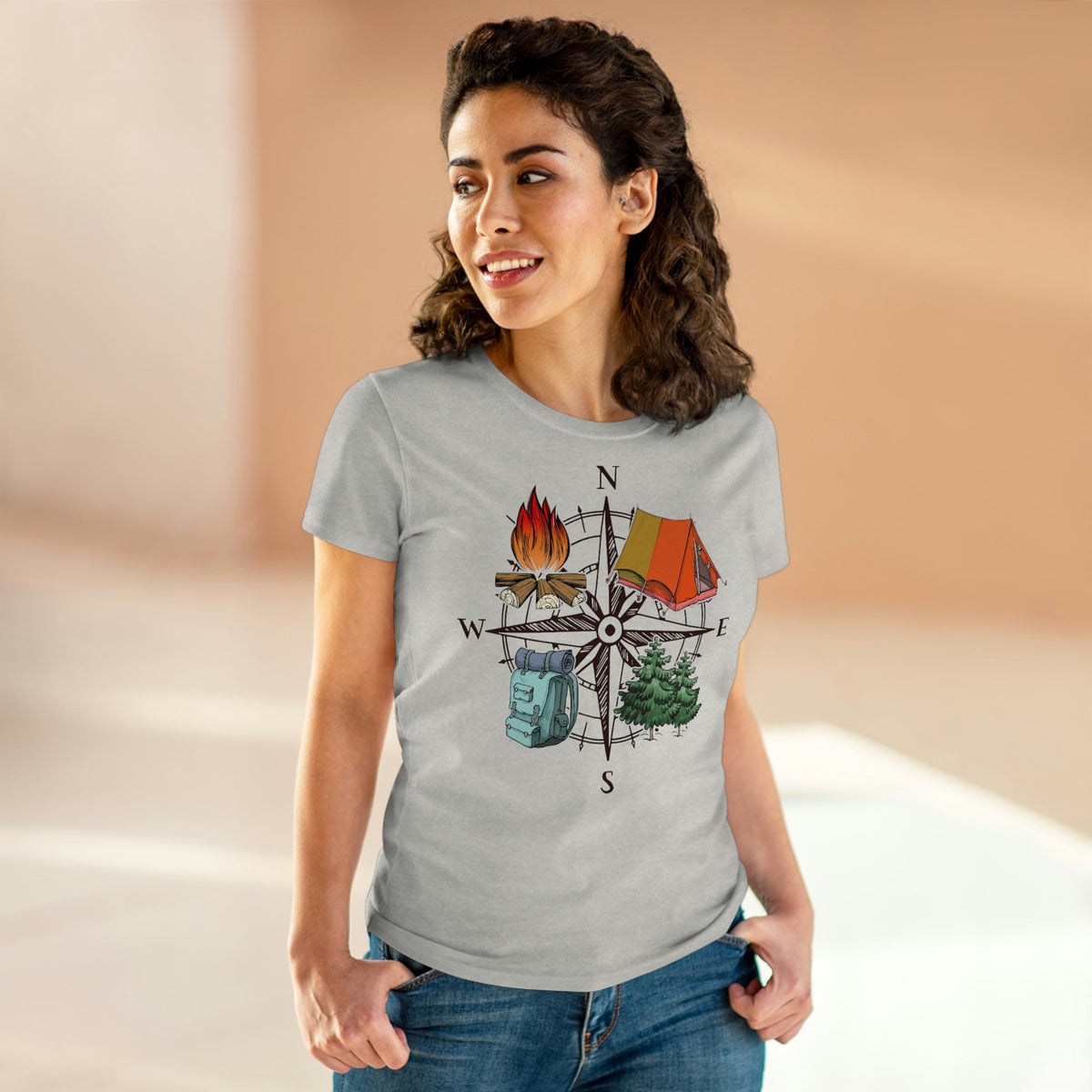 Outdoor Compass Women's Midweight Cotton Tee Ash