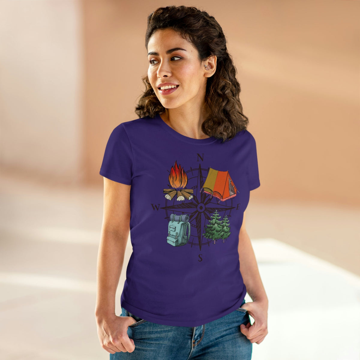 Outdoor Compass Women's Midweight Cotton Tee Purple