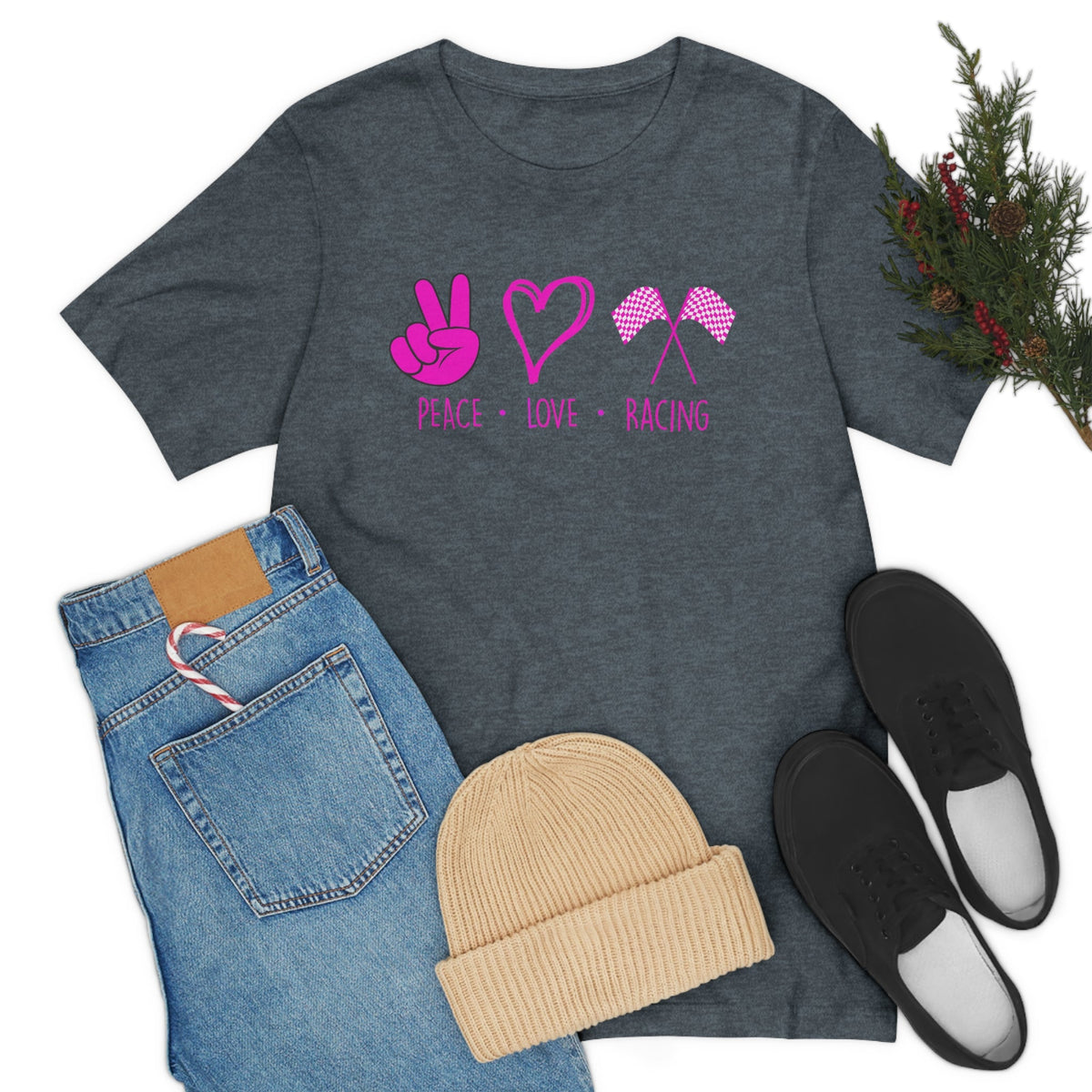 Peace, Love - Racing Women's Short Sleeve Tee