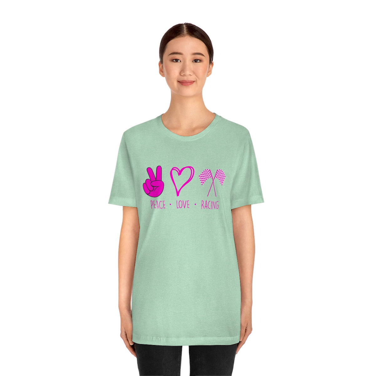 Peace, Love - Racing Women's Short Sleeve Tee