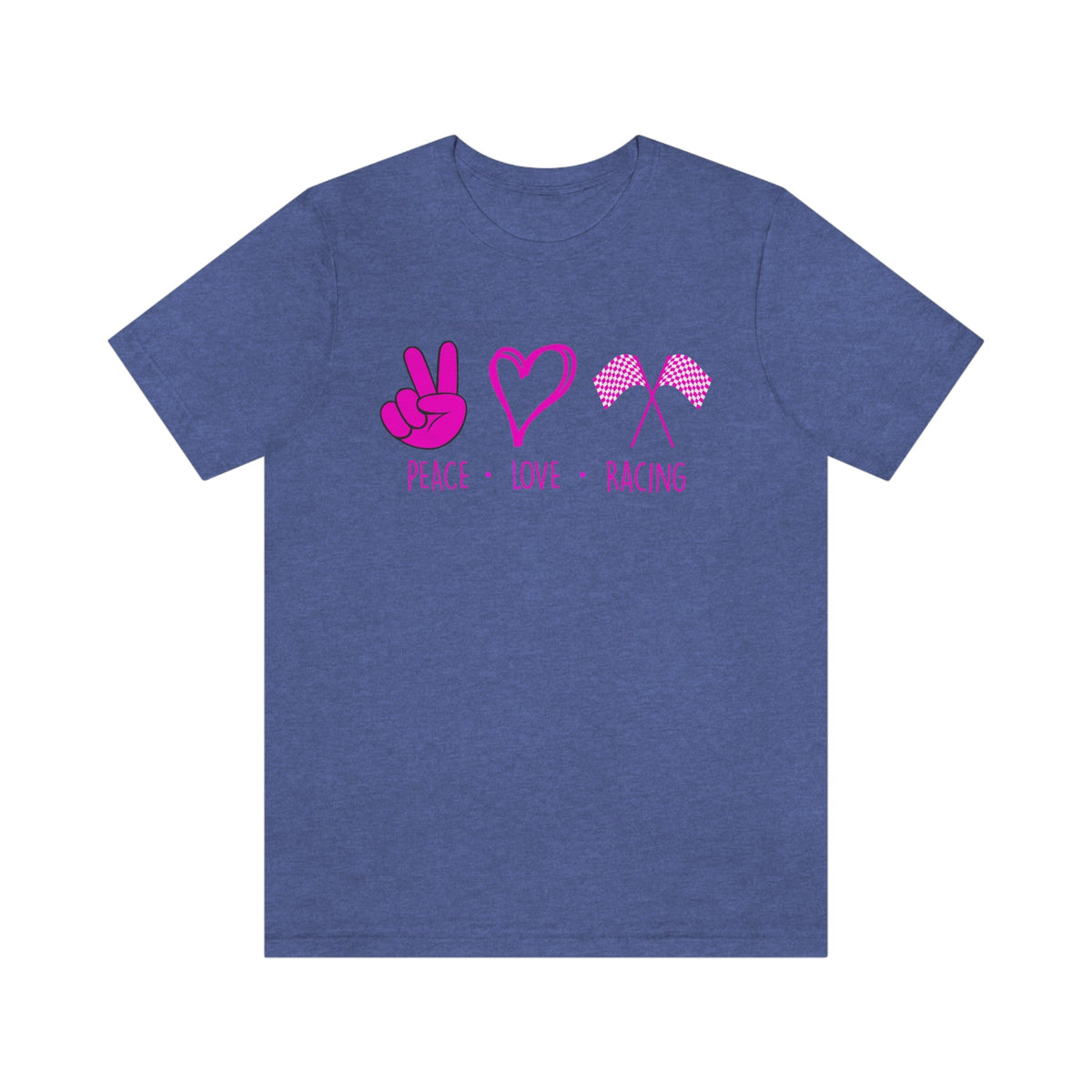 Peace, Love - Racing Women's Short Sleeve Tee Heather True Royal