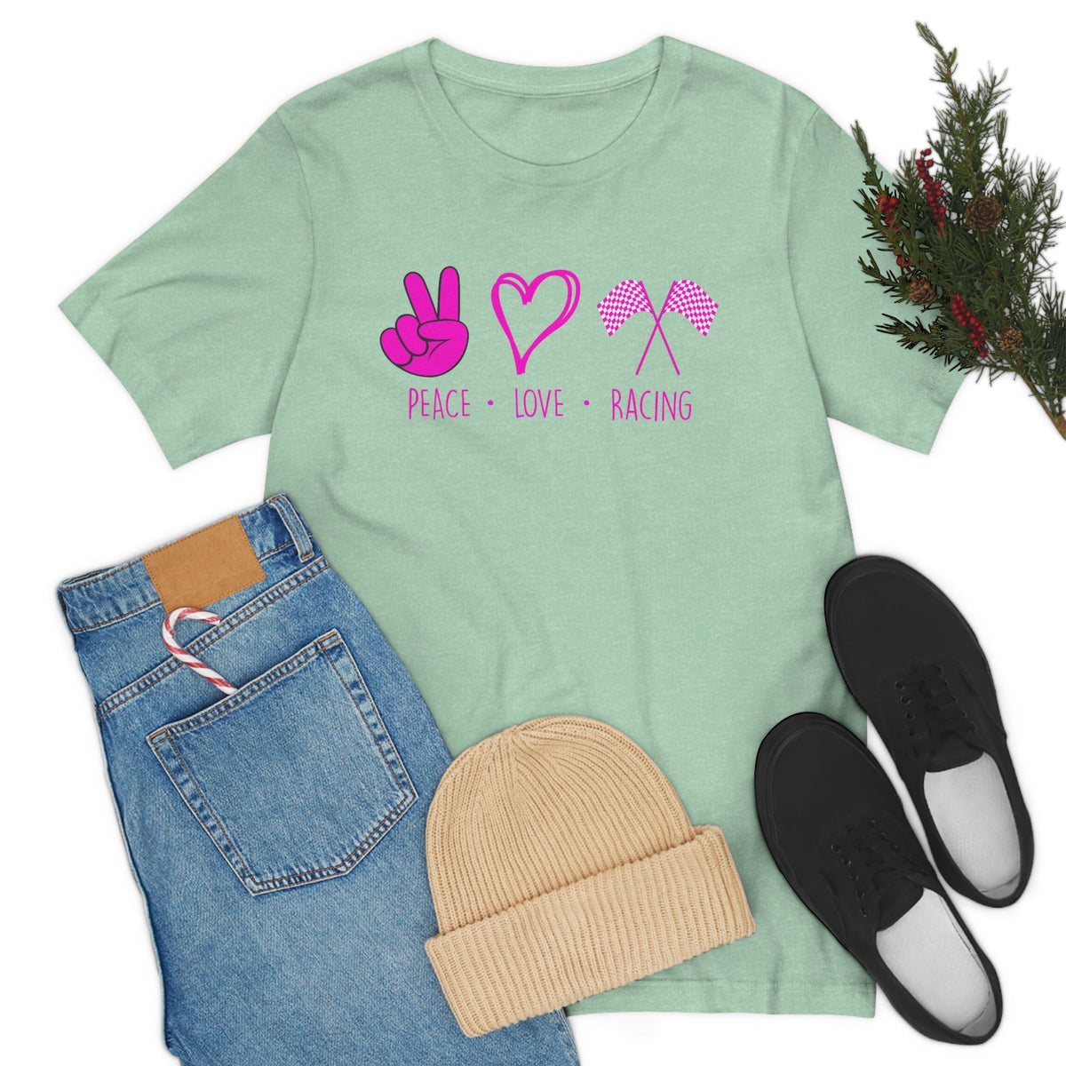 Peace, Love - Racing Women's Short Sleeve Tee