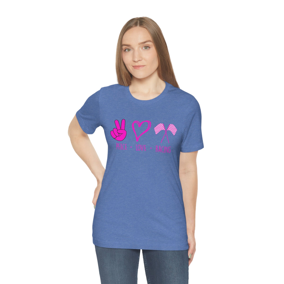 Peace, Love - Racing Women's Short Sleeve Tee