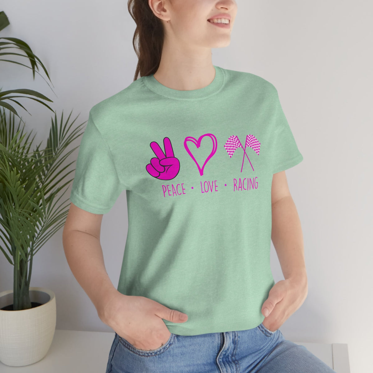 Peace, Love - Racing Women's Short Sleeve Tee