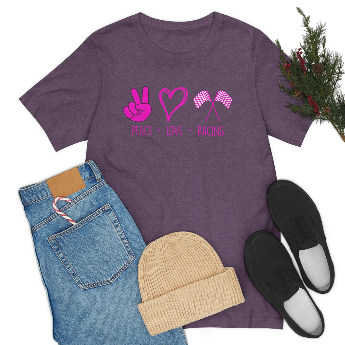 Peace, Love - Racing Women's Short Sleeve Tee