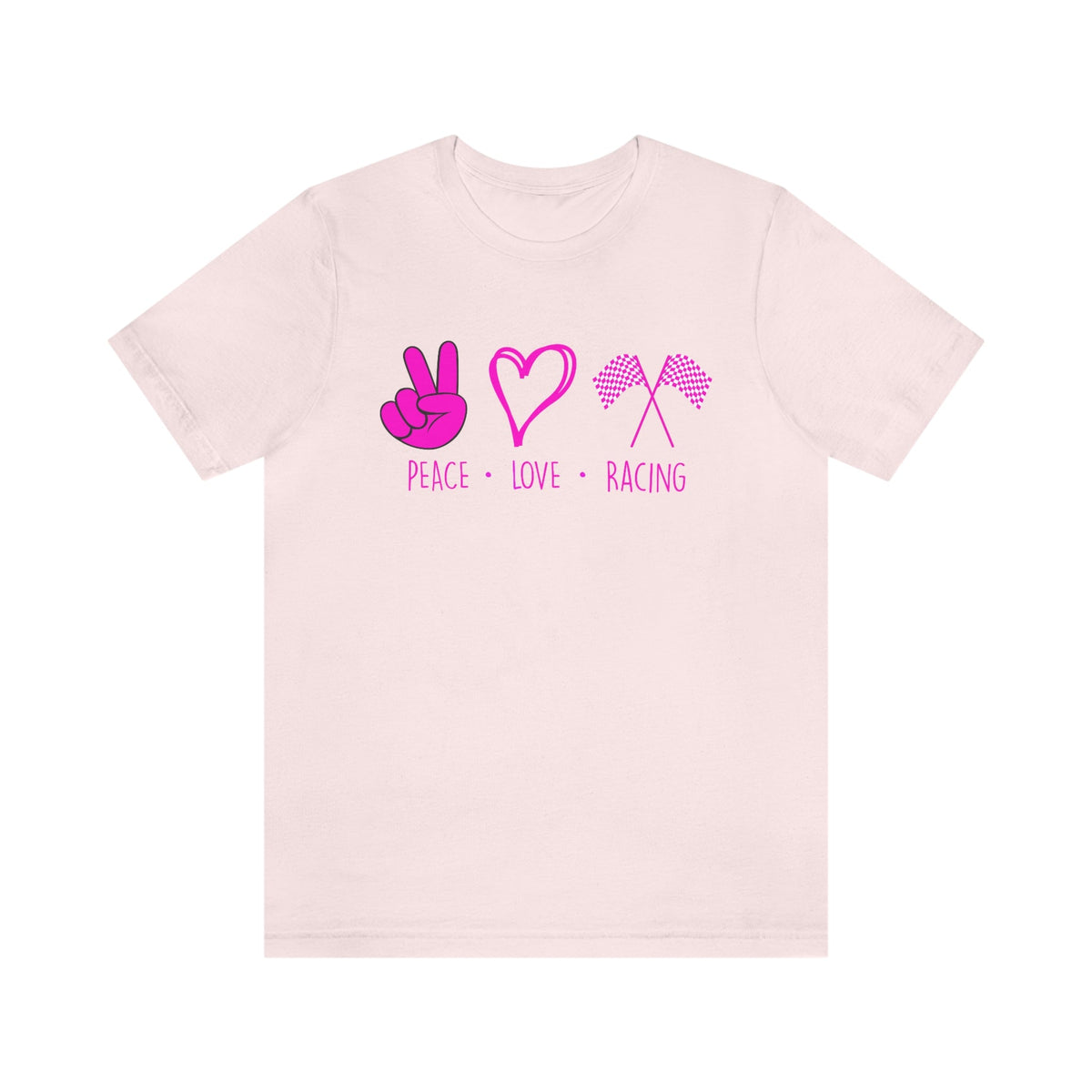 Peace, Love - Racing Women's Short Sleeve Tee Soft Pink