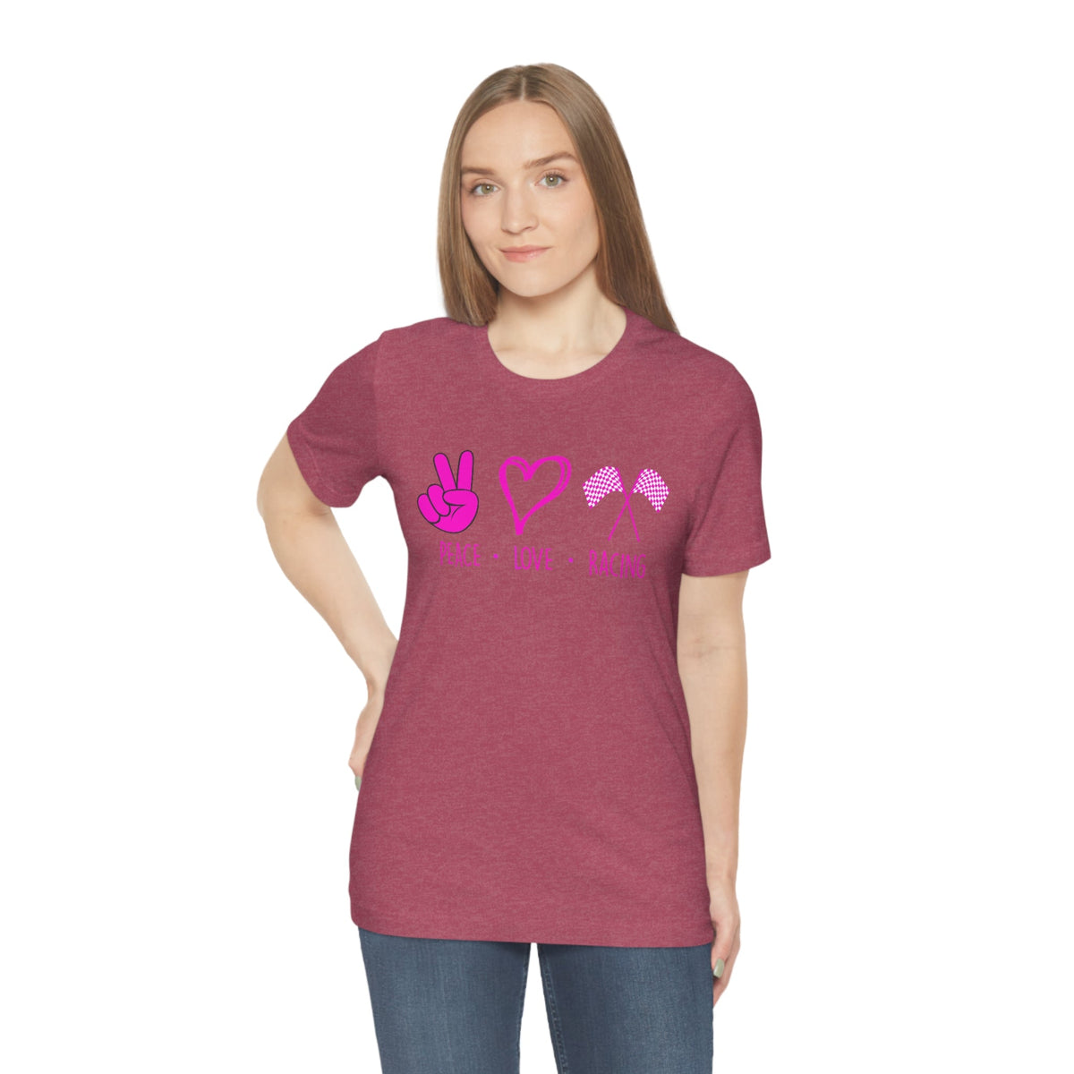 Peace, Love - Racing Women's Short Sleeve Tee