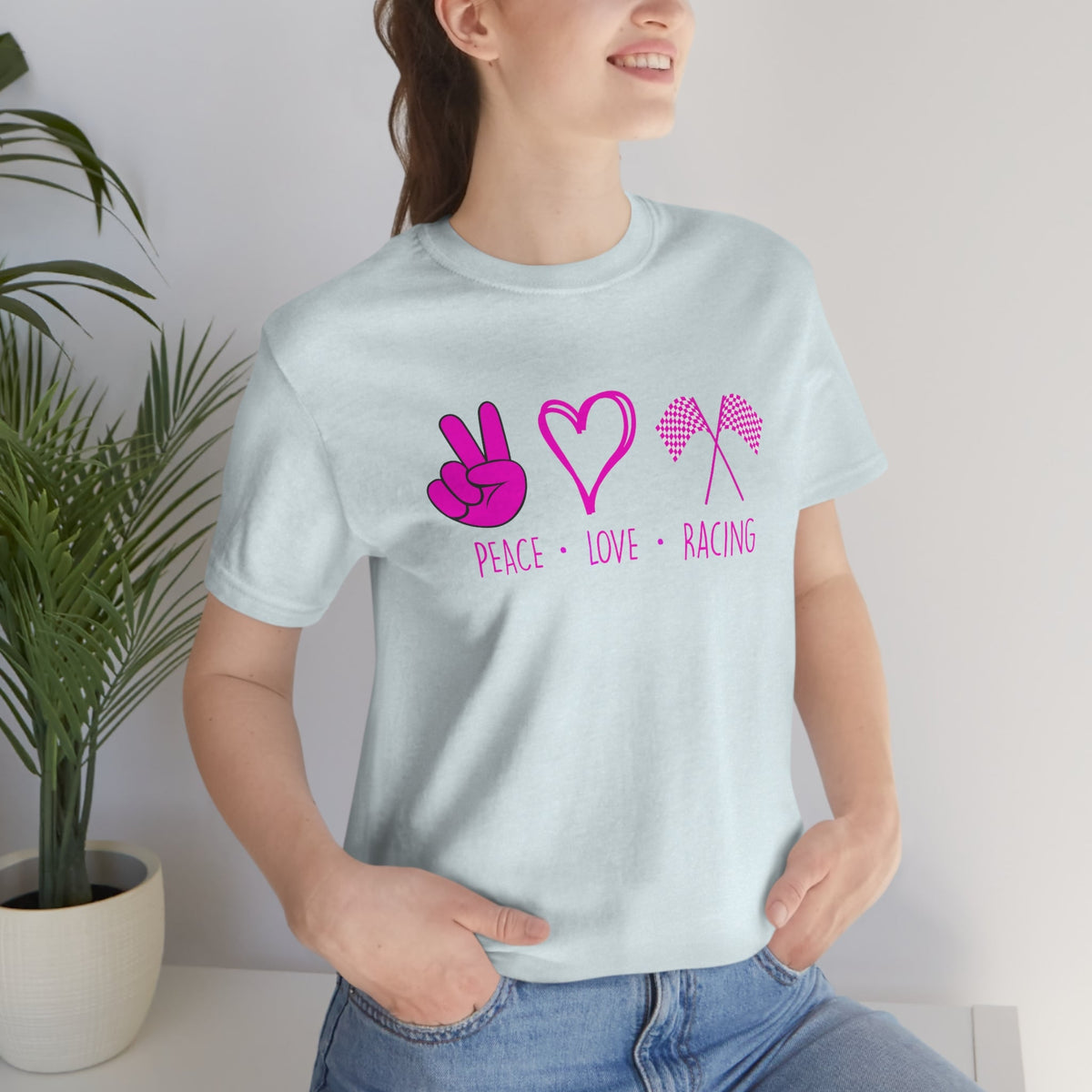 Peace, Love - Racing Women's Short Sleeve Tee