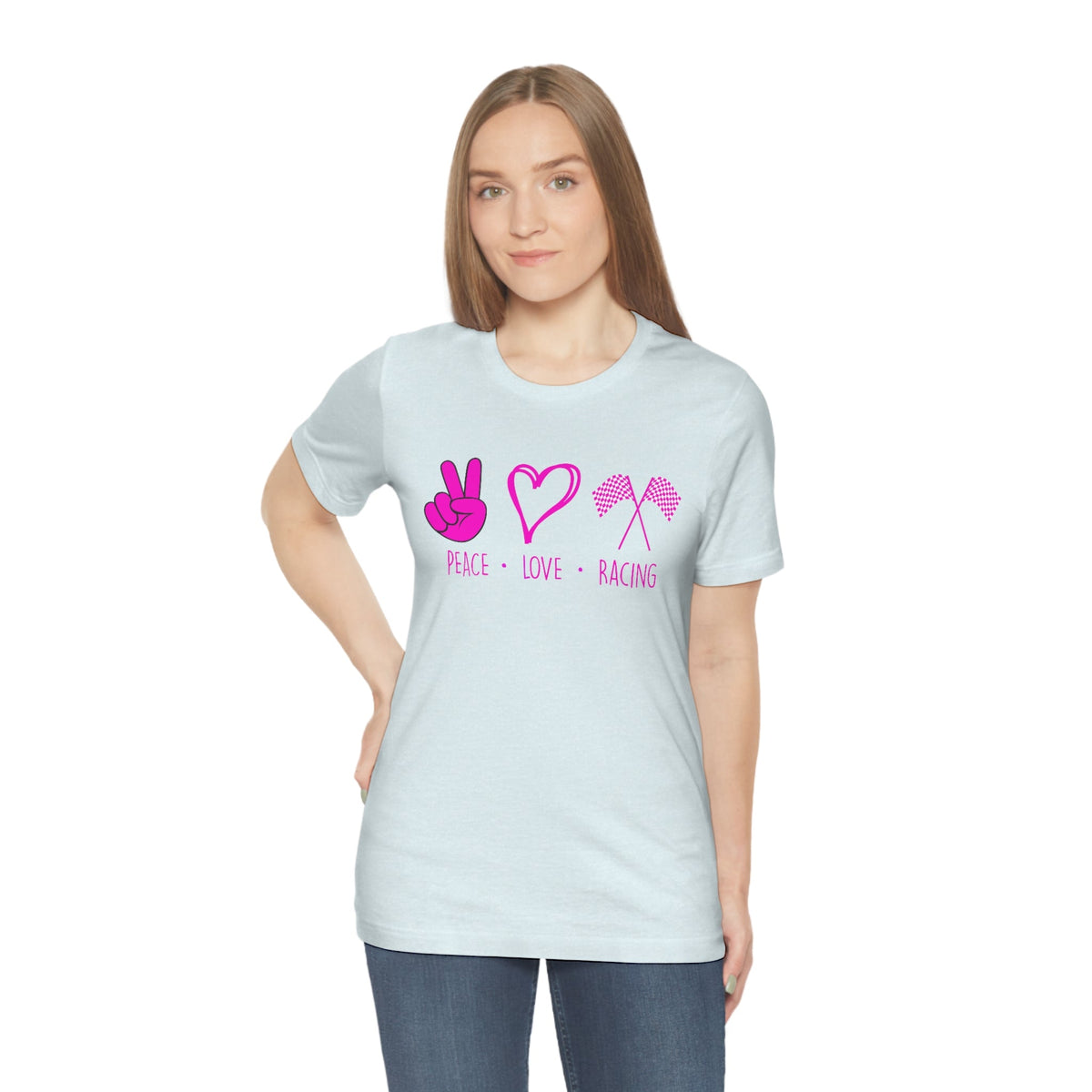 Peace, Love - Racing Women's Short Sleeve Tee