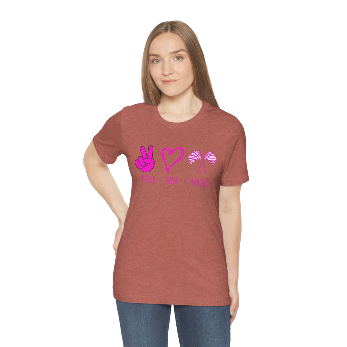 Peace, Love - Racing Women's Short Sleeve Tee