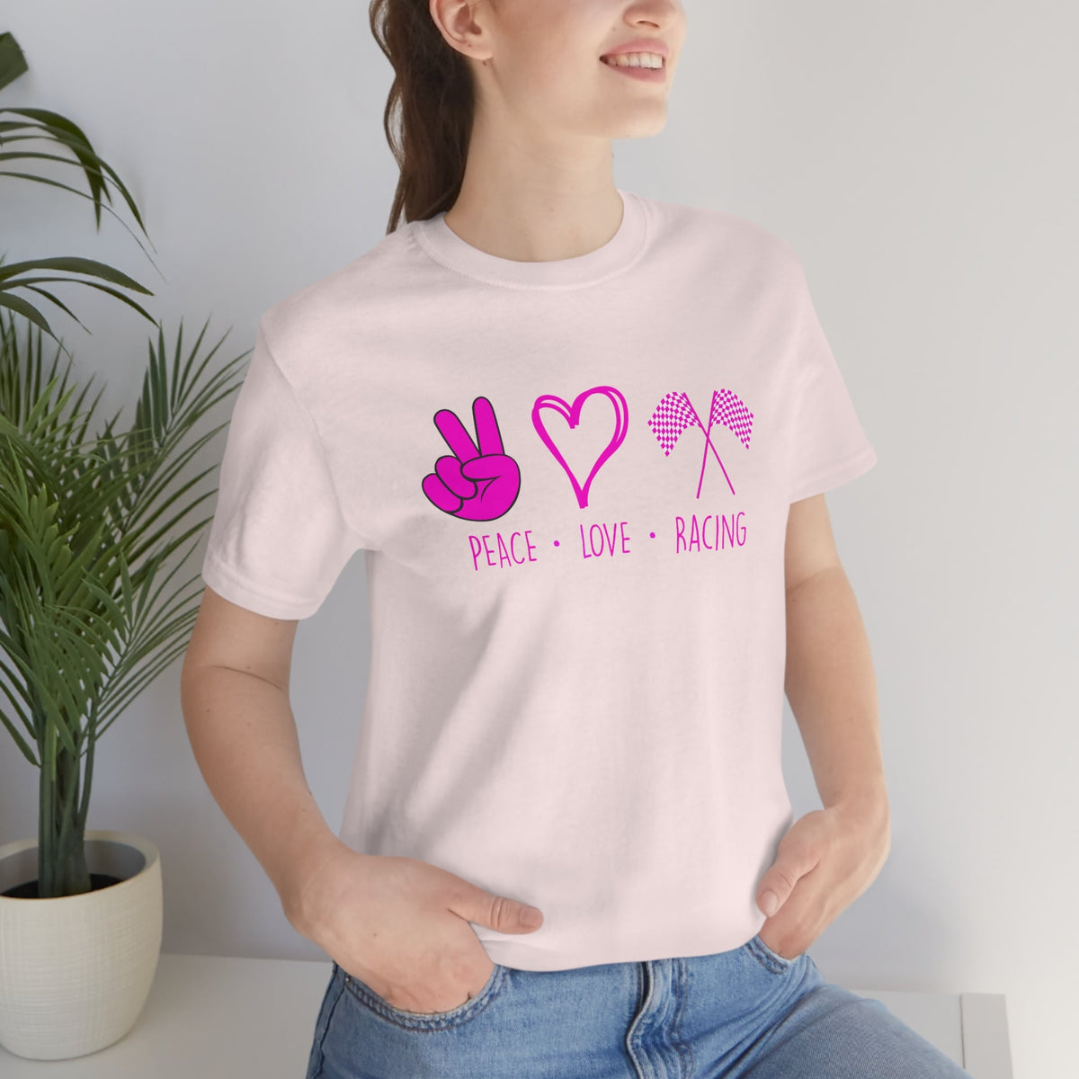 Peace, Love - Racing Women's Short Sleeve Tee