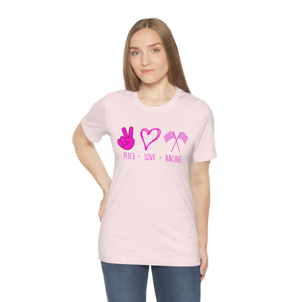 Peace, Love - Racing Women's Short Sleeve Tee