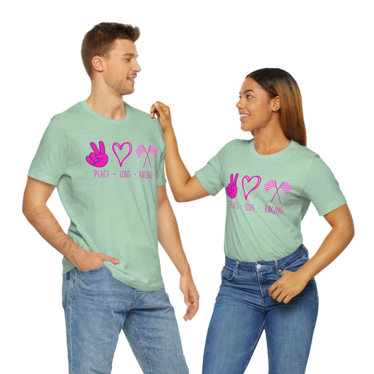 Peace, Love - Racing Women's Short Sleeve Tee