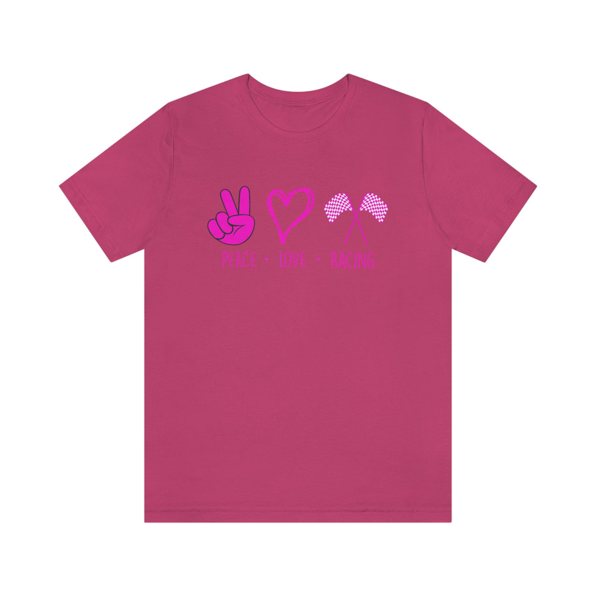 Peace, Love - Racing Women's Short Sleeve Tee Berry