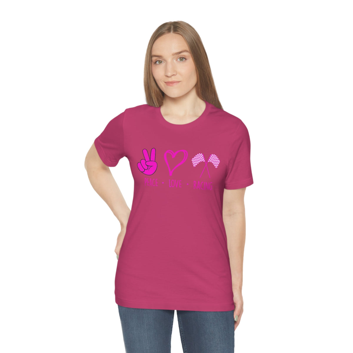 Peace, Love - Racing Women's Short Sleeve Tee