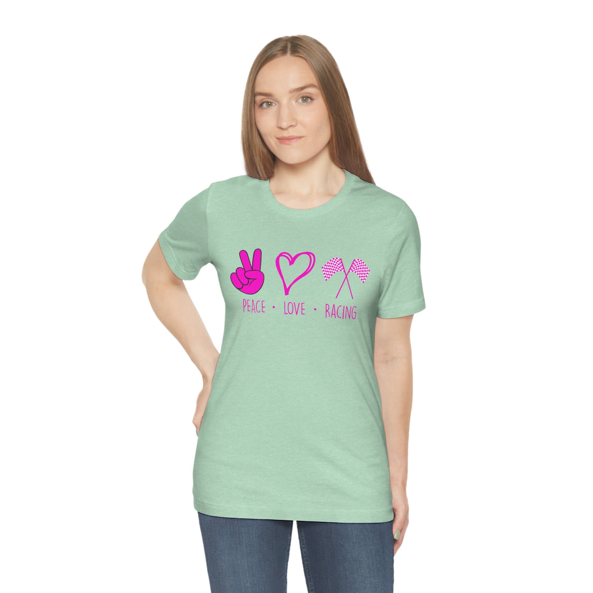 Peace, Love - Racing Women's Short Sleeve Tee