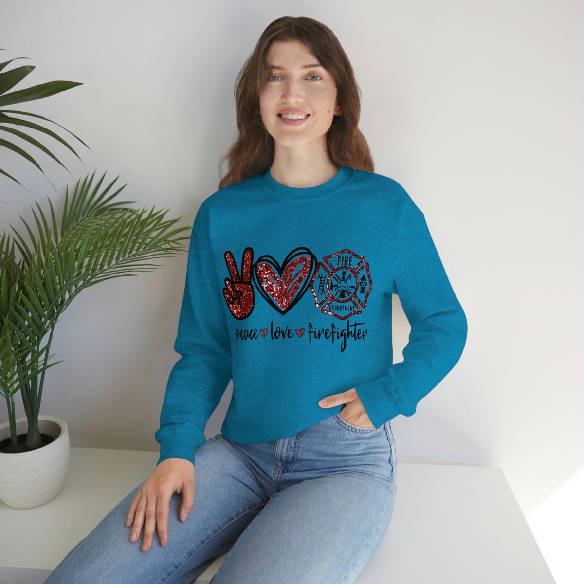 Piece - Love - Firefighter Ladies Sweatshirt