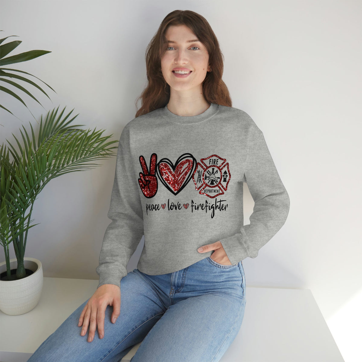 Piece - Love - Firefighter Ladies Sweatshirt