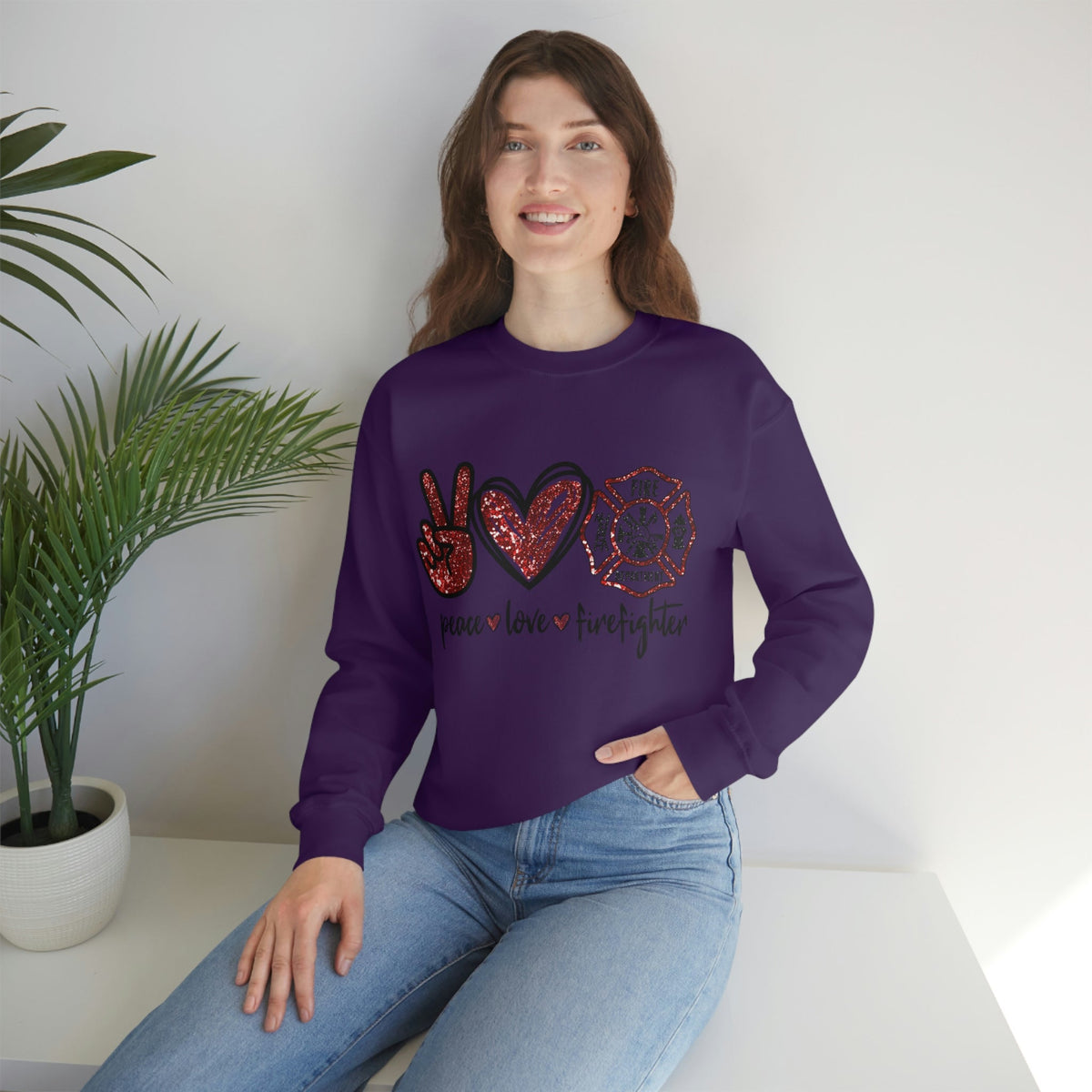 Piece - Love - Firefighter Ladies Sweatshirt