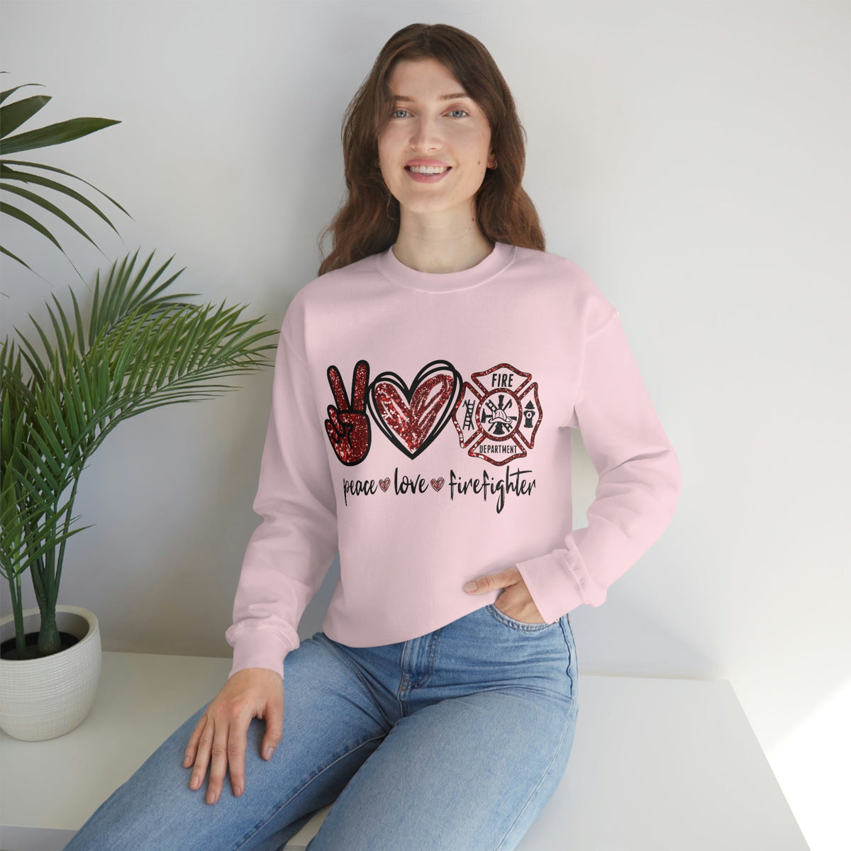 Piece - Love - Firefighter Ladies Sweatshirt