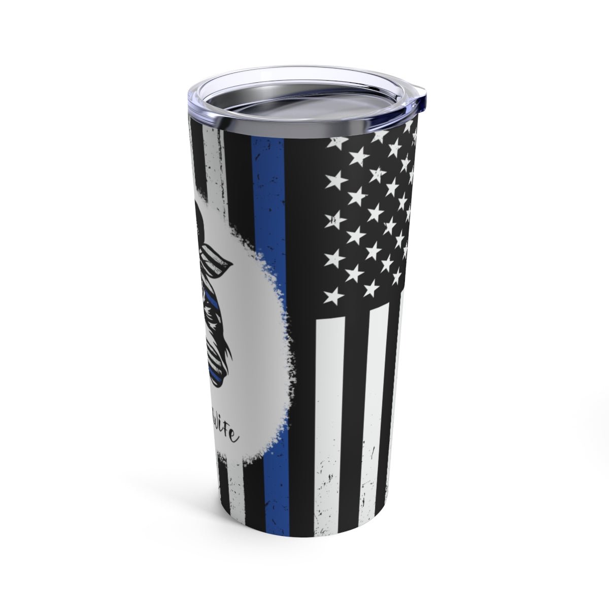 Police Wife Messy Bun Tumbler 20oz