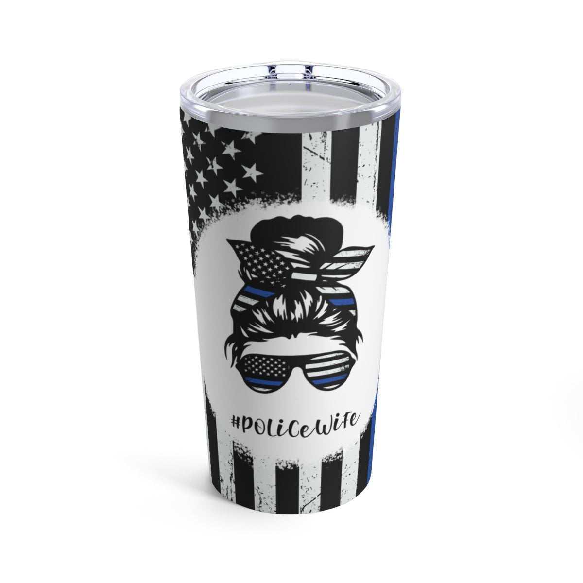 Police Wife Messy Bun Tumbler 20oz