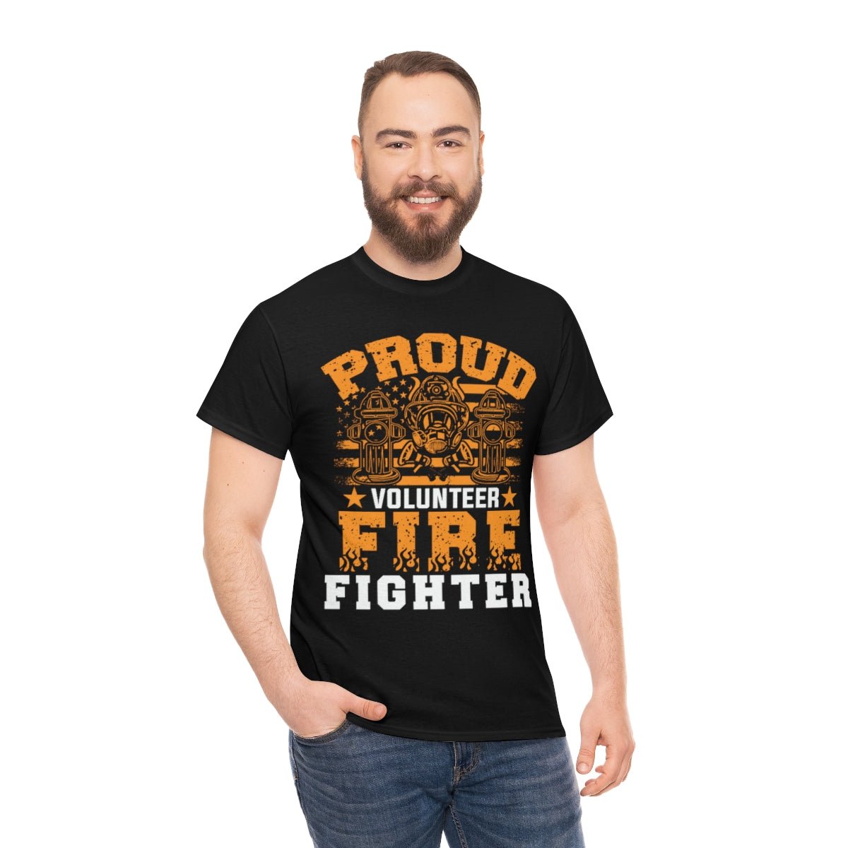 Proud Volunteer Firefighter Heavy Cotton Tee - Salty Medic Clothing Co.